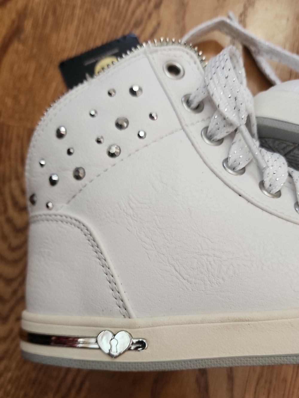 NIB Skechers Girls Shoutouts Zipper Fancy High Top Sneakers White Silver Size 3 - Picture 7 of 11